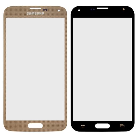 Скло корпуса для Samsung G900F Galaxy S5, G900H Galaxy S5, G900T Galaxy S5, золотисте