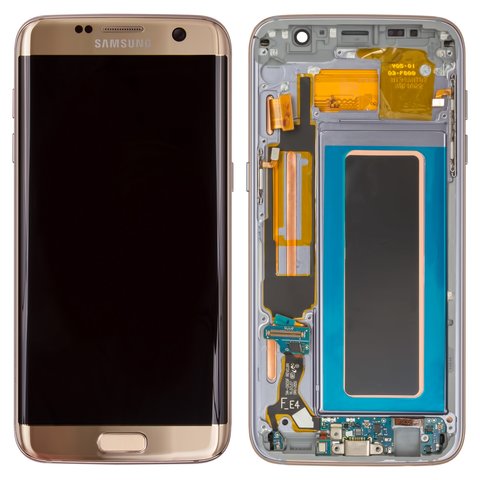 Дисплей для Samsung G935 Galaxy S7 EDGE, золотистый, с рамкой, Original PRC , original glass