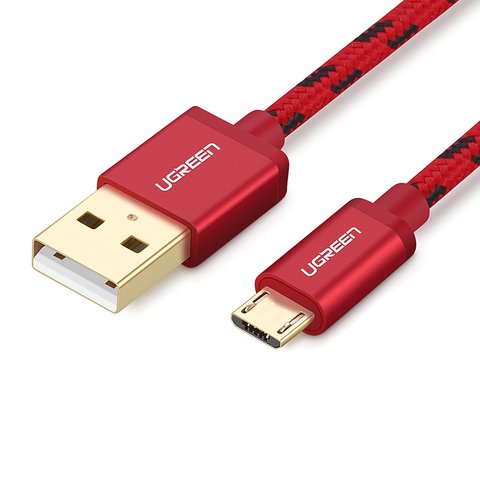 USB кабель UGREEN, USB тип A, micro USB тип B, 100 см, 2 A, червоний, #6957303844579