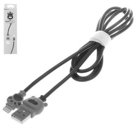 USB кабель Baseus Bear, USB тип A, Lightning, 100 см, 2 A, чорний, сірий, #CALBE 0G
