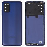 Задня панель корпуса для Samsung A037F Galaxy A03s, синя, із склом камери