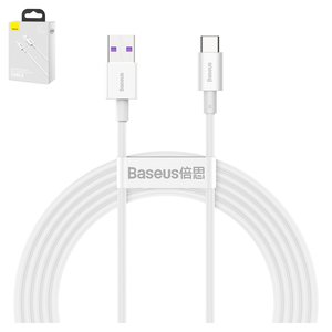 USB кабель Baseus Superior, USB тип C, USB тип A, 200 см, 66 Вт, 6 А, білий, силіконовий, #CATYS A02
