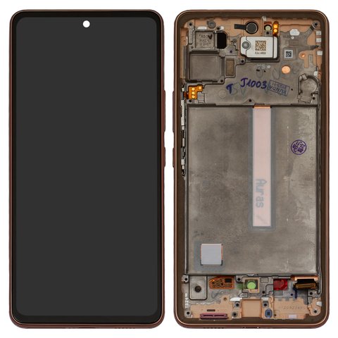 Дисплей для Samsung A536 Galaxy A53 5G, рожевий, золотистий, з рамкою, Original, сервісне опаковання, #GH82 28025D