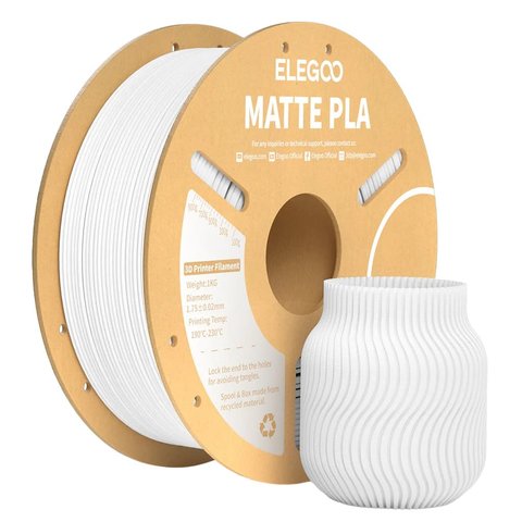 Філамент ELEGOO PLA MATTE, матово білий matte white , 1 кг