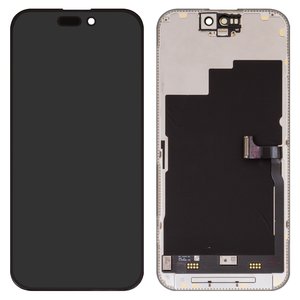 Дисплей для iPhone 15 Pro, чорний, з рамкою, Оригінал переклеєне скло 