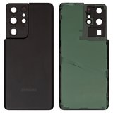 Задня панель корпуса для Samsung G998 Galaxy S21 Ultra 5G, чорна, із склом камери