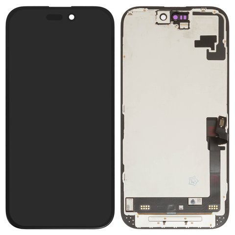 Дисплей для iPhone 16, черный, с рамкой, Оригинал переклеено стекло 