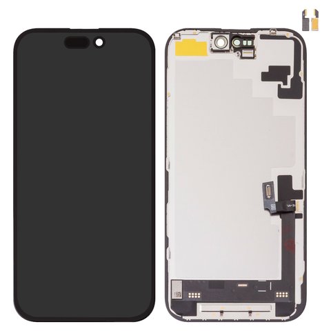 Дисплей для iPhone 16, чорний, з рамкою, High Copy, без мікросхеми, AMOLED , DD OLED soft