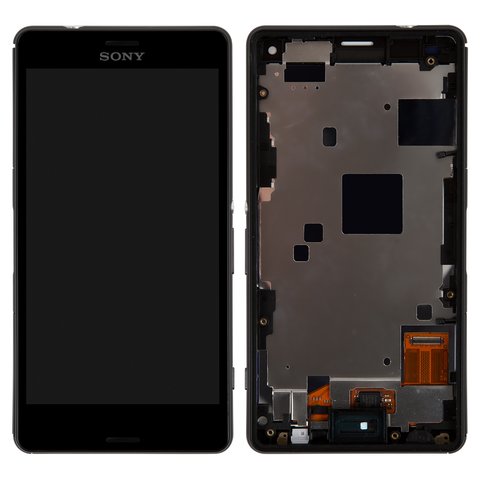 LCD compatible with Sony D5803 Xperia Z3 Compact Mini, D5833 Xperia Z3 Compact Mini, black, with frame, Original PRC  