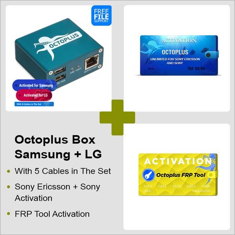 Octoplus Box Samsung + LG + FRP Tool + Activación Unlimited para Sony Ericsson + Sony con juego de cables 5 en 1