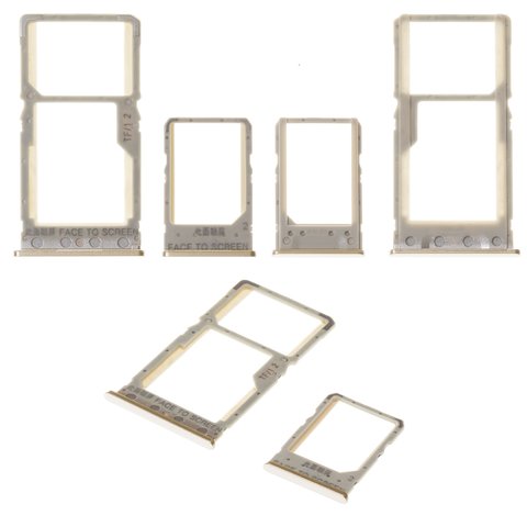 SIM Card Holder compatible with Xiaomi Redmi 6, Redmi 6A, golden, set 2 pcs., M1804C3DG, M1804C3DH, M1804C3DI, M1804C3CG, M1804C3CH, M1804C3CI 