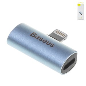 Adapter Baseus L46, Lightning to Dual Lightning 2 in1, doesn't support microphone , Lightning, dark blue, 2 A  #CAL46 03