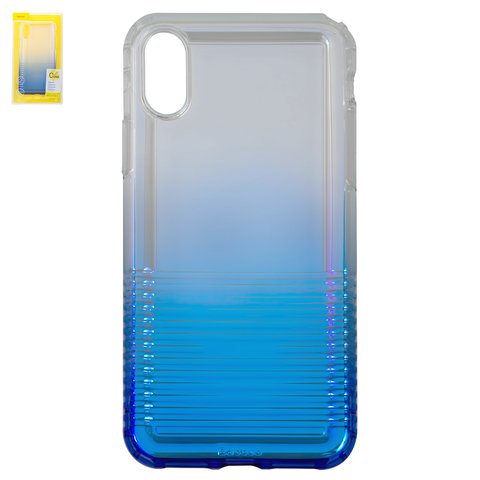 Case Baseus compatible with iPhone X, iPhone XS, dark blue, colourless, with relief, with iridescent color, protective, silicone  #WIAPIPH58 XC03