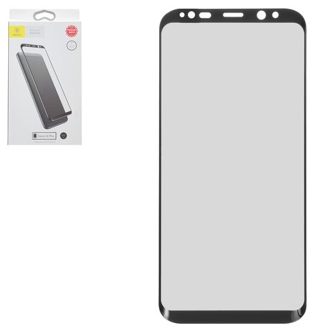 Tempered Glass Screen Protector Baseus compatible with Samsung G955 Galaxy S8 Plus, 0.3 mm 9H, Full Screen, black, This glass covers the screen completely.  #SGSAS8P 3D01