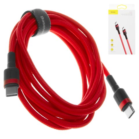 USB Cable Baseus Cafule, 2xUSB type C, 200 cm, 3 A, red  #CATKLF H09