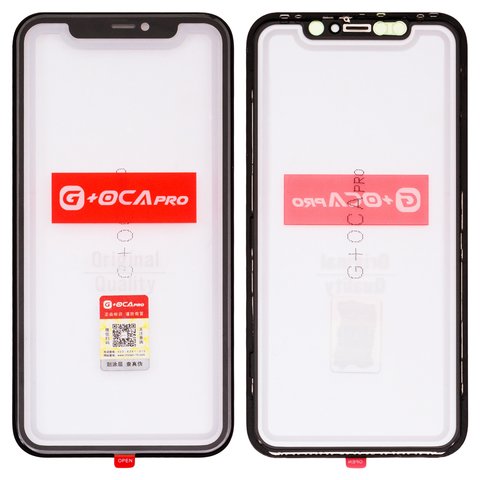 Housing Glass G+OCA PRO compatible with iPhone 11, with OCA film, with frames, black 