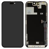 Pantalla LCD puede usarse con iPhone 14 Pro Max, negro, con marco, HC, sin microchip, (OLED), GX OEM hard