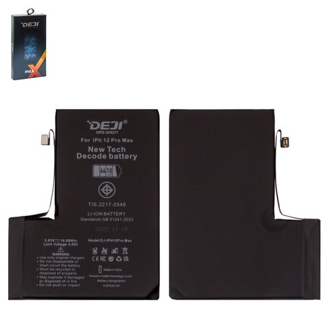 Battery Deji compatible with Apple iPhone 12 Pro Max, Li ion, 3.83 V , 4410 mAh, High Capacity, without error "Unknown Part", decode battery 