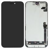 Pantalla LCD puede usarse con iPhone 16 Plus, negro, con marco, vidrio reemplazado