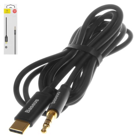 AUX кабель Baseus M01, USB тип C, TRS 3.5 мм, 120 см, черный, #CAM01 01