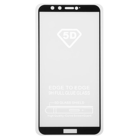 Tempered Glass Screen Protector All Spares compatible with Huawei Honor 9 Lite, 5D Full Glue, black, the layer of glue is applied to the entire surface of the glass