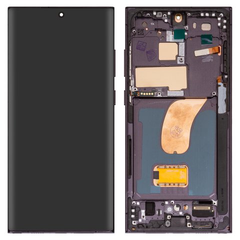 Pantalla LCD puede usarse con Samsung S918 Galaxy S23 Ultra, negro, con marco, High Copy, OLED 