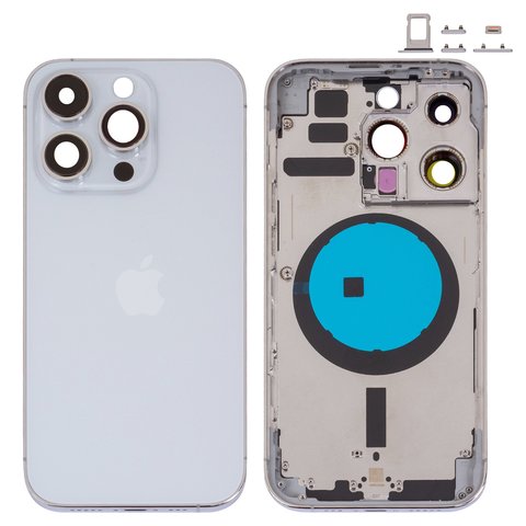 Carcasa puede usarse con iPhone 14 Pro, plateado, con botones laterales,  con sujetador de tarjeta SIM, Original PRC , EU Version, silver