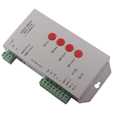 Контролер RGB T 1000S з підтримкою DMX 512, WS2811, WS2801, WS2812B, 15 A, SD карта 