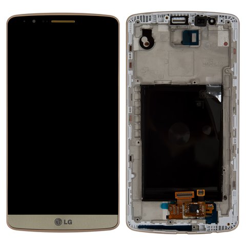 Дисплей для LG G3 D855, золотистый, с рамкой, Original PRC 