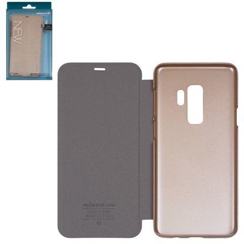 Чохол Nillkin Sparkle laser case для Samsung G965 Galaxy S9 Plus, золотистий, книжка, пластик, PU шкіра, #6902048154612