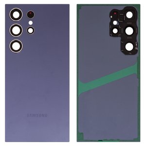 Задняя панель корпуса для Samsung S928 Galaxy S24 Ultra, фиолетовая, со стеклом камеры, titanium viole