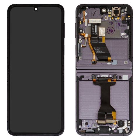 Дисплей для Samsung F731 Galaxy Z Flip5, чорний, з рамкою, Оригінал переклеєне скло 