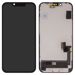 Дисплей для iPhone 14, чорний, з рамкою, High Copy, OLED , GX OEM hard