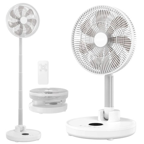 Вентилятор D1201, білий, з дисплеєм, з акумулятором, USB тип C