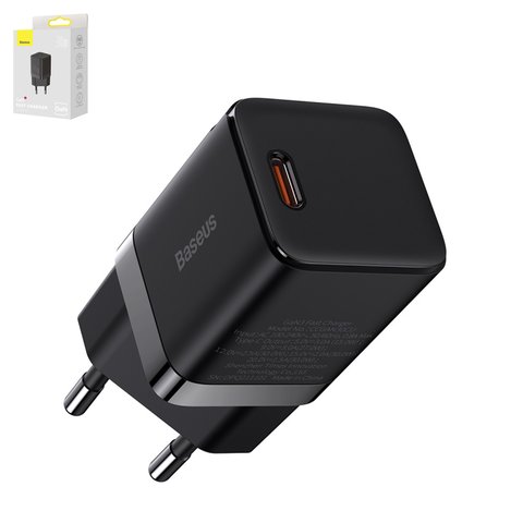 Мережевий зарядний пристрій Baseus GaN3, 30 Вт, Quick Charge, 220 В, чорний, 1 порт, #CCGN010101